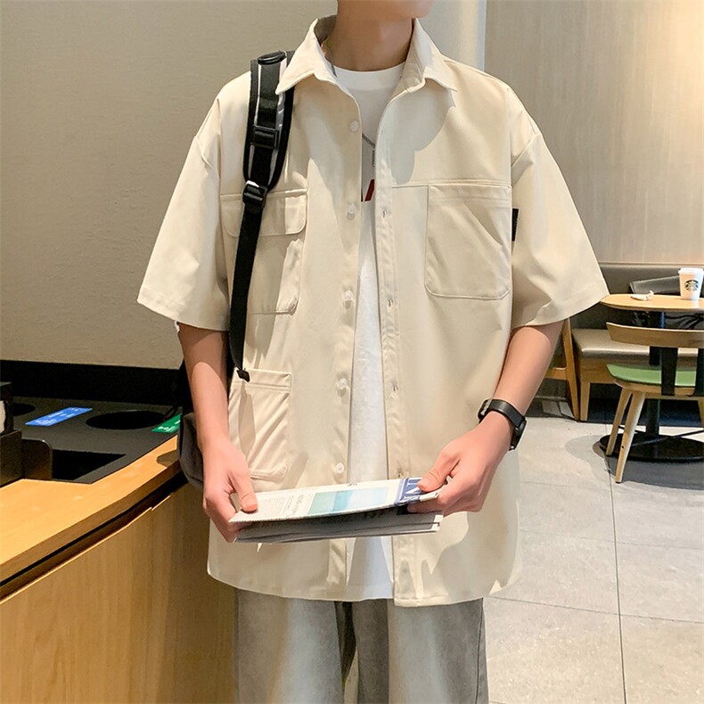 24年港风夏款工装宽松短袖衬衫男CS101P45,男装衬衫,星座1204-3
