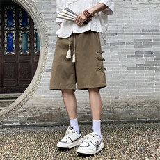 风夏男冰丝褶皱短裤侧边盘扣短裤D2234P30，男装牛仔裤，星座1013-1