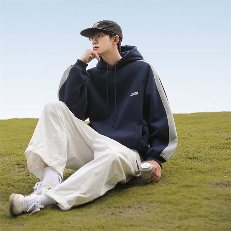 春季新款情侣日系拼色百搭秋季连帽卫衣男宽松914-4-WY32-P68控88,男装卫衣,星座914-4