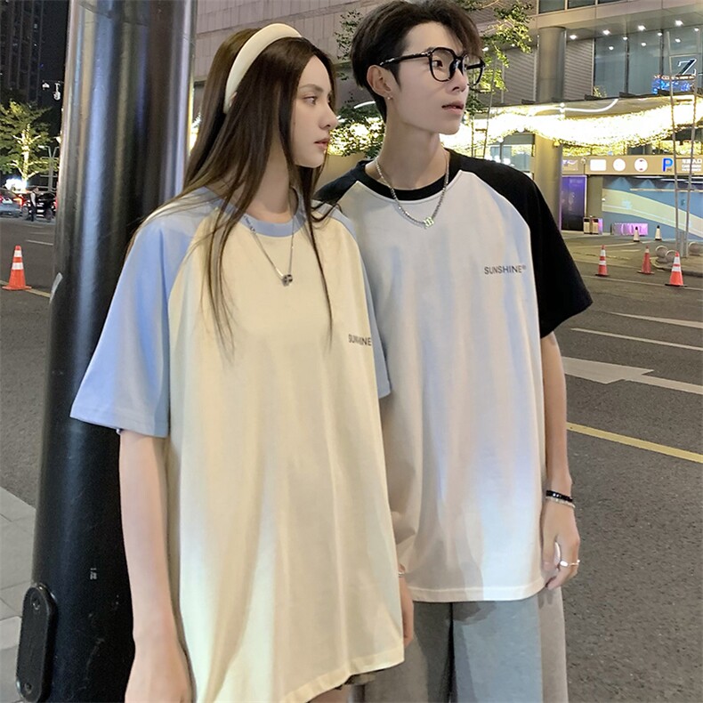 V2情侣200克宽松插肩短袖t恤男女纯棉S-3XL班服可定制图案14色选,男装T恤,星座115A-3