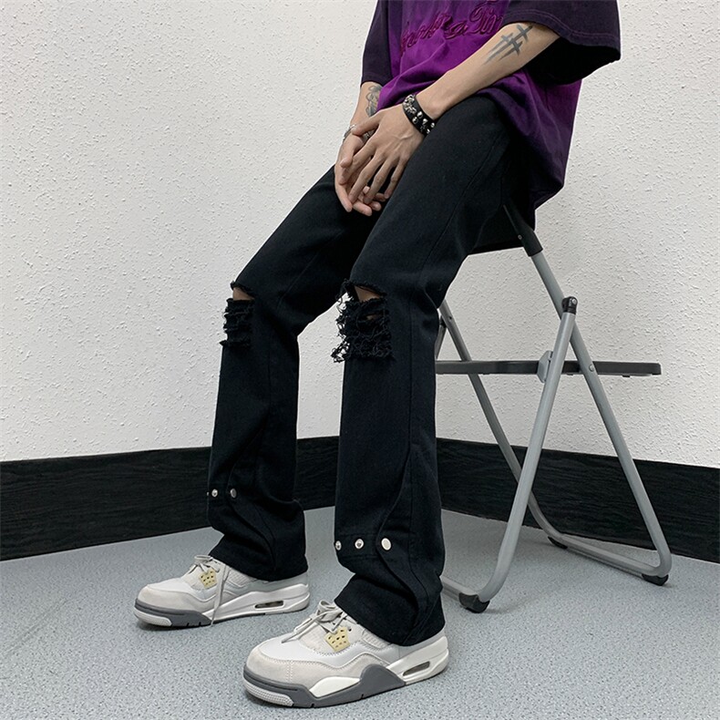 夏季美式高街破洞铆钉牛仔裤货号K750P60,男装牛仔裤,电商A063