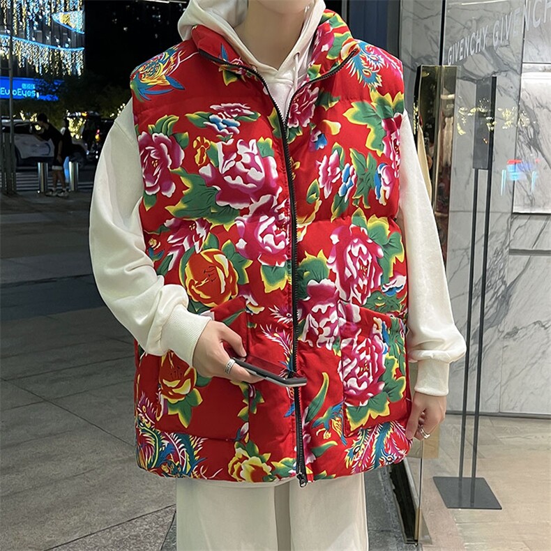 M3秋冬男女加厚保暖坎肩背心外套马甲男女团队表演出东北大花衣服,男装背心/马甲,星座115A(原星座507）