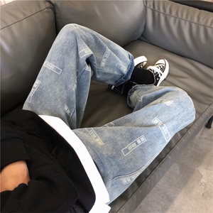 牛仔裤男韩版大码潮流直筒宽松潮牌男女阔腿裤老爹裤子k35-p38图片