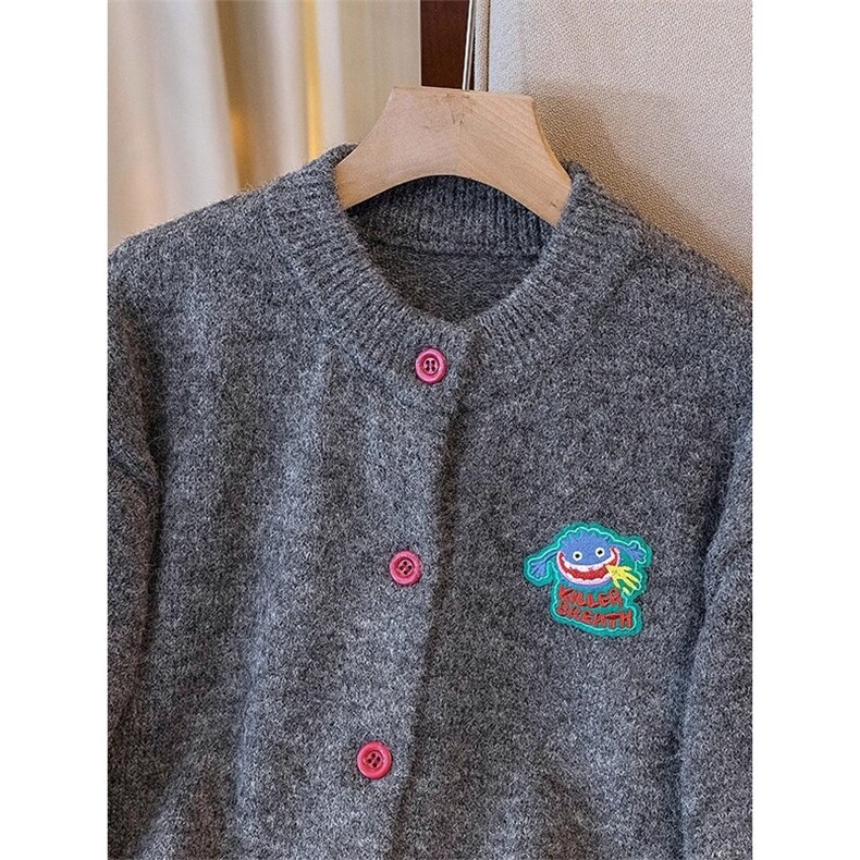 秋冬美式复古卡通刺绣圆领长袖针织开衫男女毛衣外套MY957-P58,男装针织衫/毛衣,星座208-5