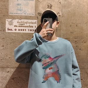2023春季新港风日系休闲情侣大码潮牌短袖卫衣男潮7931F35控58,男装T恤,星座227-7