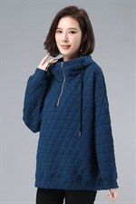 2021年冬季加厚拼接宽松文艺通勤时尚连帽文艺卫衣，女装卫衣/绒衫，叶笙衣