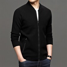 2023春秋新款男士针织开衫纯色立领外套男装毛衣潮流休闲针织外套,男装针织衫/毛衣,电商B212（原钱塘6029）