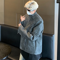 美式春秋做旧皮夹克男士街头机车风垫肩外套HY771P90，男装夹克，星座1116-2