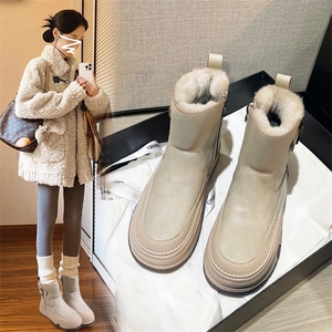 X4633-185厚底雪地靴2025冬季新款韩版百搭加绒加厚休闲马丁靴图片