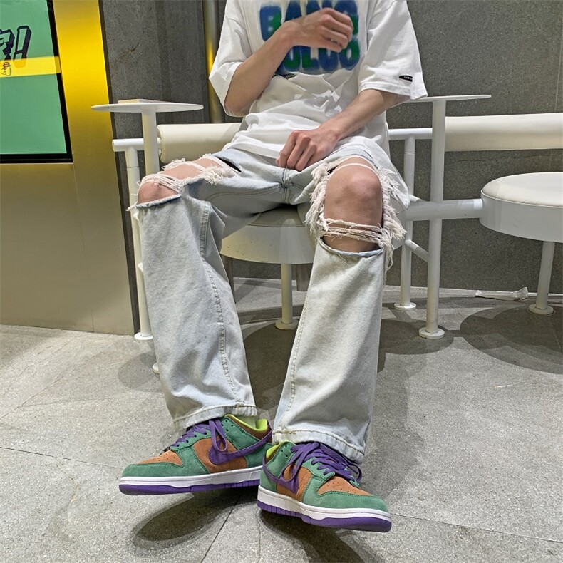 高街膝盖大破洞阔腿牛仔裤男2023年春夏乞丐老爹裤子N06003-P40,男装牛仔裤,星座308B-2