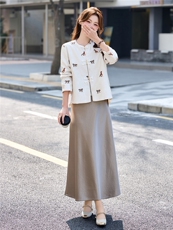 主推现货重工艺新款新中式春夏提花刺绣设计感时尚气质减龄两件套，女装套装/套裙，韩美纤衣