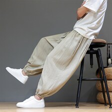 2026夏装新款风夏季轻薄透气冰丝灯笼裤宽松版2503-P55，男装休闲裤，电商A057B