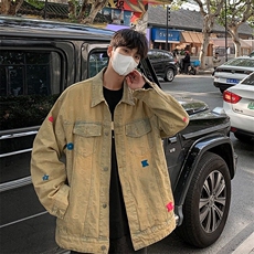 F644P78网红美式街头黄泥水洗做旧复古牛仔衣男女宽松夹克，男装夹克，星座512-6