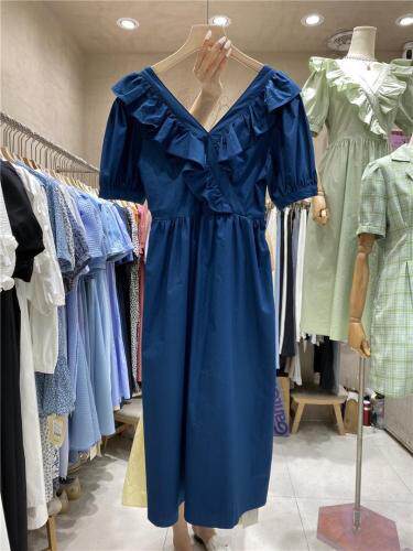 现货!韩系甜美荷叶边后背镂空连衣裙，女装连衣裙，FUXINXIN 福歆歆