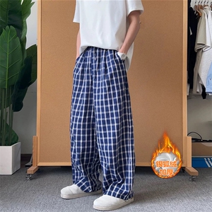 网图慎用 保暖宽松格子裤银狐绒休闲阔腿裤K5628J加绒-特P38控68图片