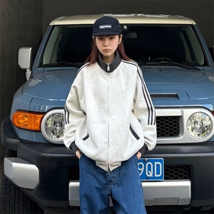 抖音得物高品质 美式高街重磅结构设计拼接织带立领卫衣外套 CM42图片