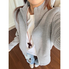 重磅秋冬北极绒双拉链毛衣开衫美式复古休闲慵懒风宽松针织衫外套，男装针织衫/毛衣，电商A486