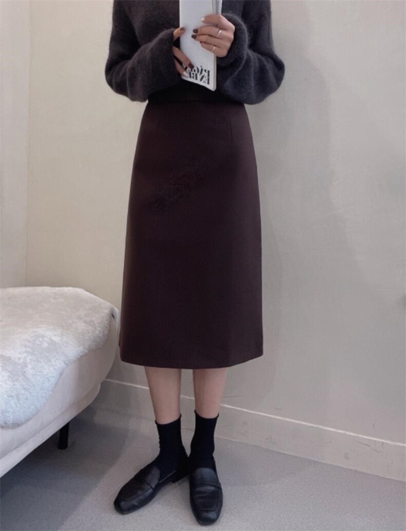 呢料加厚保暖半裙新款到，女装半身裙，亮金金