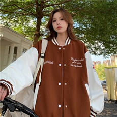 A115-P782025秋装学院风棒球服简约字母绣花ins宽松外套，女装短外套，星座911