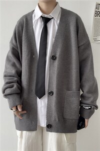 开衫外套男潮ins日系慵懒风毛衣针织衫夹克潮流春秋季  M226-P43图片
