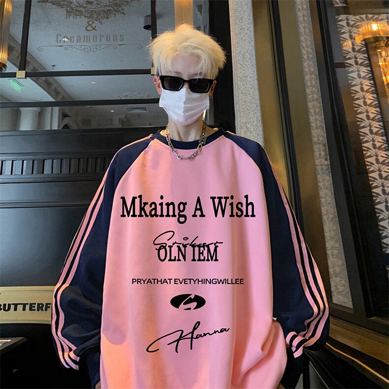 抖音得物供货提供视频秋冬重磅美式宽松织带圆领卫衣0748,男装卫衣,电商A486