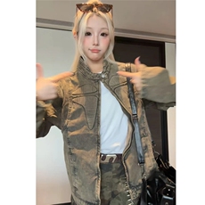 1506/QA1990/P93新款废土美拉德水洗做旧牛仔套装垫肩牛仔外套，男装工装外套，星座1506