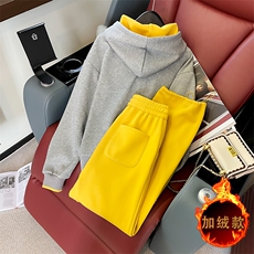 女秋冬加绒新款时尚休闲运动两件套舒适保暖显瘦卫衣套装，女装套装/套裙，江南