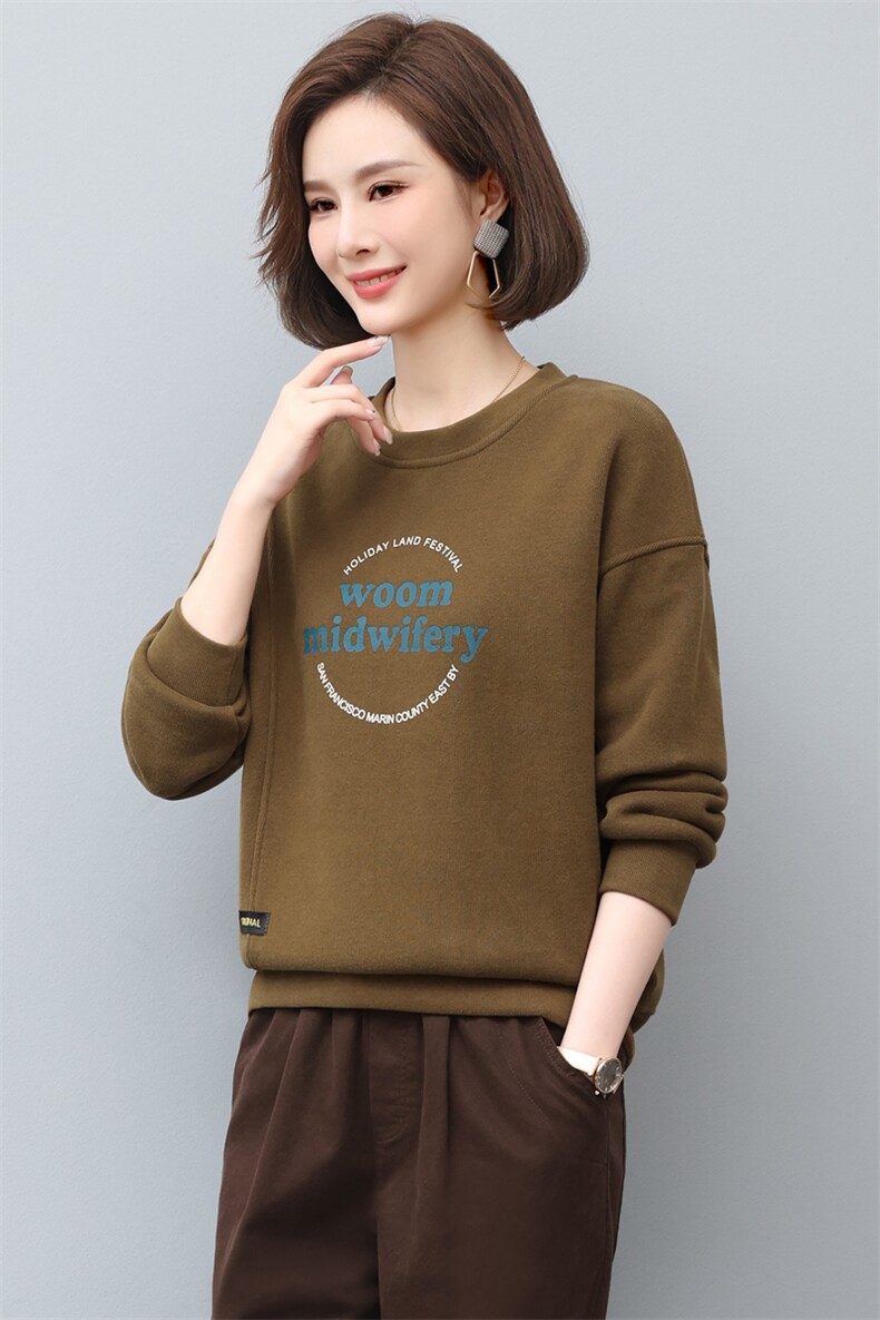 2022年秋季新款加绒加厚卫衣女套头圆领韩版宽松显瘦打底衫女棉,女装卫衣/绒衫,简韵佳