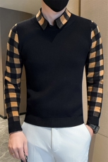 店主风秋冬新款小伙加厚假二件针织毛衣男301A-1/M65/P75控95，男装针织衫/毛衣，星座301A-1