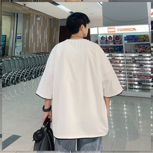 xZ116-T135-p25-控39M-5XL抖音拼接OVERSIZE CLEANFITT恤夏季大码图片