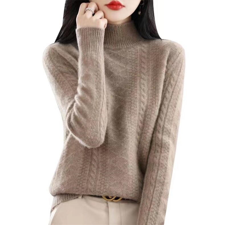 秋冬新款羊毛衫女士加厚半高领高端宽松短款打底毛衣潮,针织衫/毛衣,萱芳婷羊绒