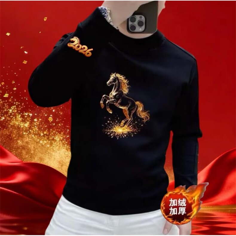 1506-1/WW7031/P40男款百搭红色卫衣新年款式马年本命年卫衣潮牌图片