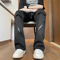 美式小众拉链运动卫裤男生高街vibe宽松长裤痞帅直筒裤M9665-p39，男装休闲裤，星座1008-2