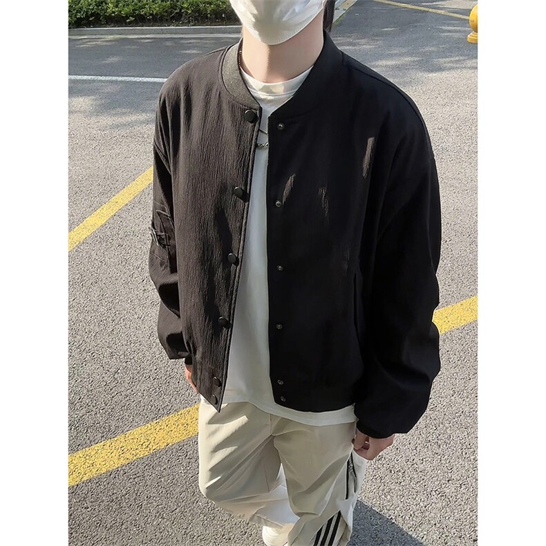 模特-美式复古小众宽松机车夹克外套男9015-P68,男装夹克,电商B380（原B361）