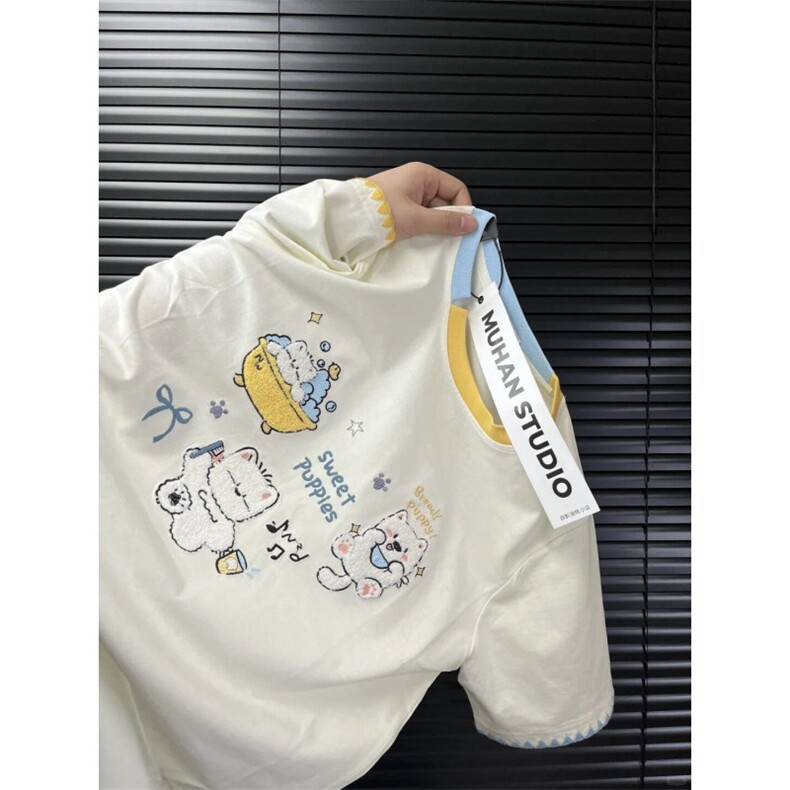 H0802-P38刺绣款休闲宽松短袖t恤女图片