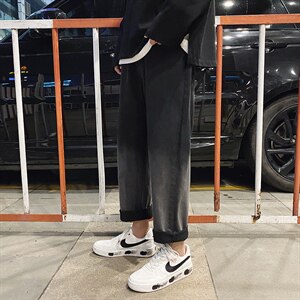 港风宽松复古牛仔裤男士秋季潮流个性直筒裤K869-P45图片