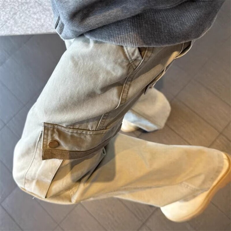 春季美式工装裤男宽松直筒休闲裤新款青少年多口袋裤子,男装休闲裤,星座410-7