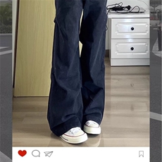 春季美式复古小众打褶垂感牛仔裤男女新款宽松直筒显高工装休闲裤，男装牛仔裤，星座506A