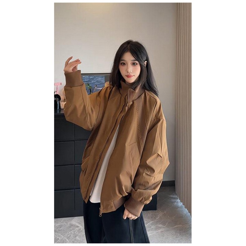 冬季美拉德立领飞行夹克廓形高街棒球服加棉加厚外套JKD5,男装夹克,星座516A
