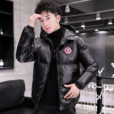 冬季加厚保暖防寒羽绒棉衣模特连帽外套亮片休闲黑色M9102，男装棉衣，星座1207