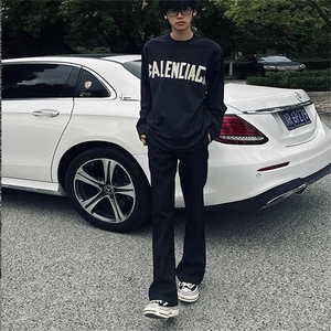 W10811加绒-P40 网图现货 加绒美式高街西裤休闲裤直筒微喇裤子图片