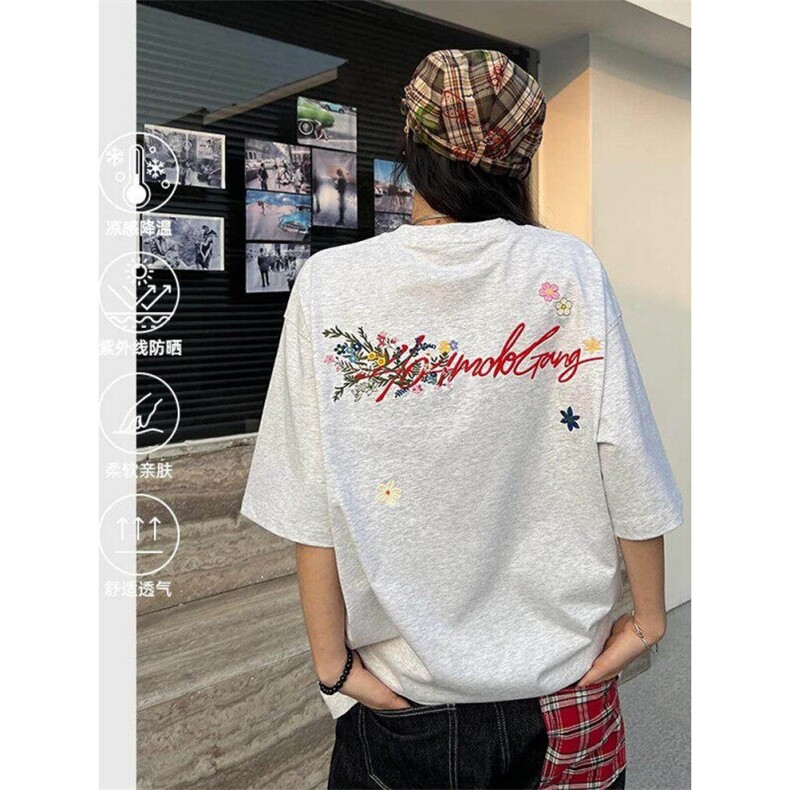 网图230克纯棉夏季大码宽松印花圆领T恤1611B-T222-P28图片