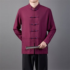 春秋新款中老年风唐装刺绣中山装盘扣男复古衬衫HL23912-P105，男装衬衫，星座1105-3