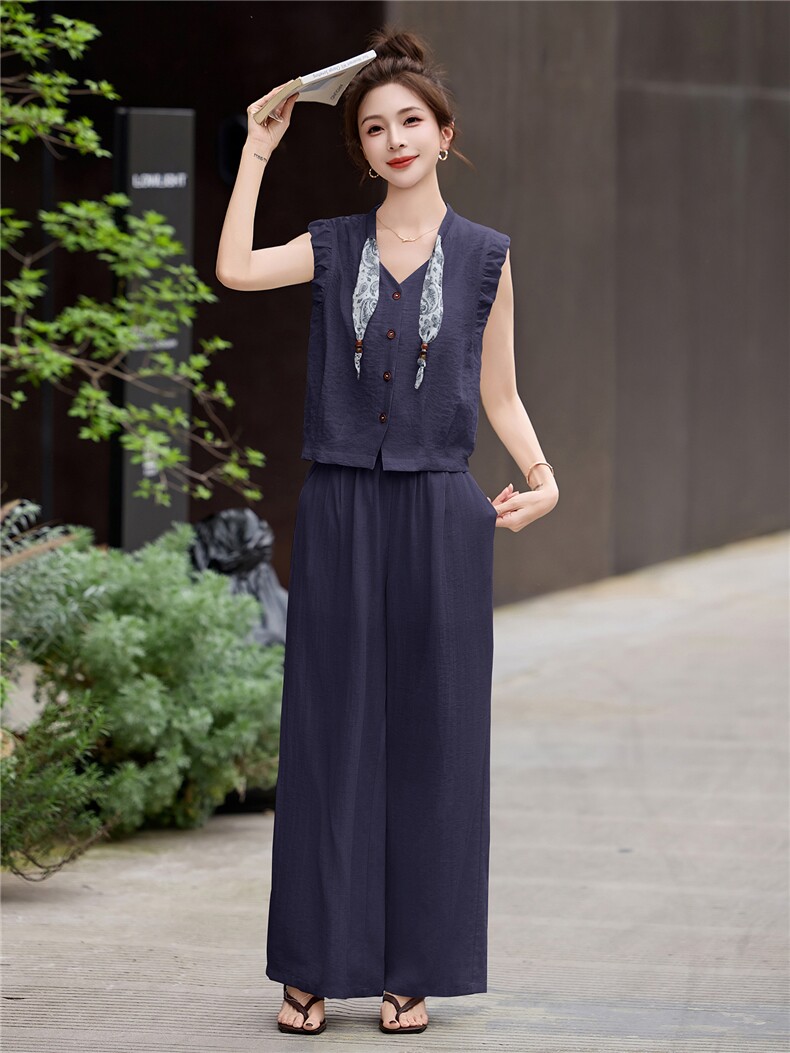 好看的夏装套装女2026新款洋气减龄时尚休闲阔腿裙裤两件套,女装套装/套裙,贵人树