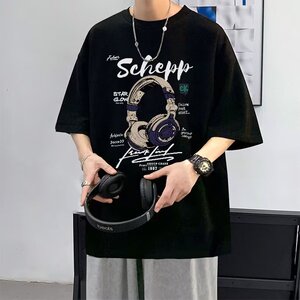 重磅美式潮牌圆领短袖T恤男新款夏季宽松青少年学生半袖上衣体恤图片