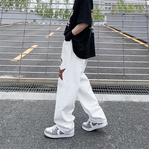 青春流行直脚原宿宽松直筒拉链牛仔裤GT027P45图片