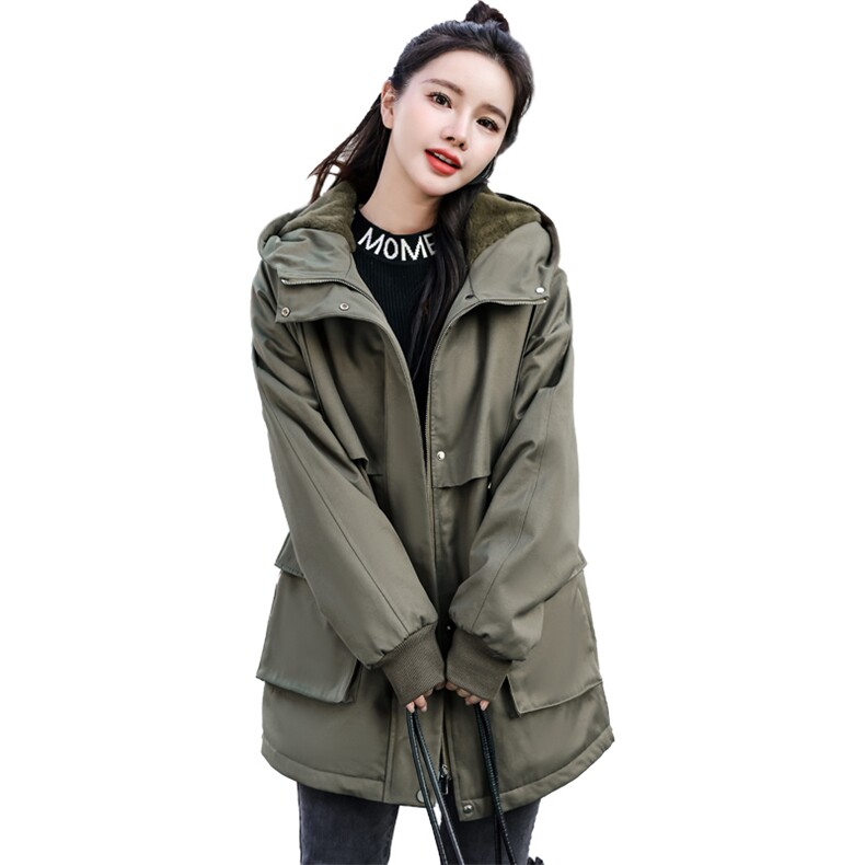 加绒加厚中长款大码胖MM200斤派克服时尚宽松外套大货已出,女装派克服,妃曼