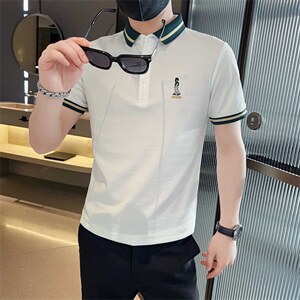 备大货品质大码抖音主推小人刺绣直播时尚短袖T恤翻领Polo衫T016图片