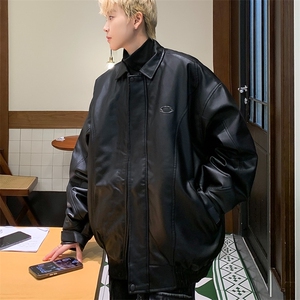 美式复古冬季夹克情侣机车加厚痞帅高街外套皮衣外套图片
