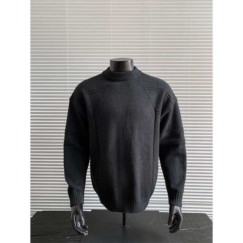 M25600特P39控78秋冬圆领针织老拼接毛衣复古慵懒套头现货,男装针织衫/毛衣,电商B205